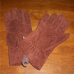 Suede Leather Rabbit Fur Lined Gloves